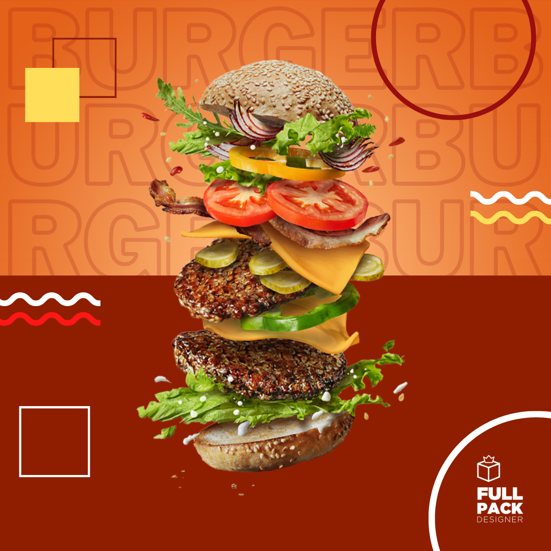 Arte de hambúrguer desmontado